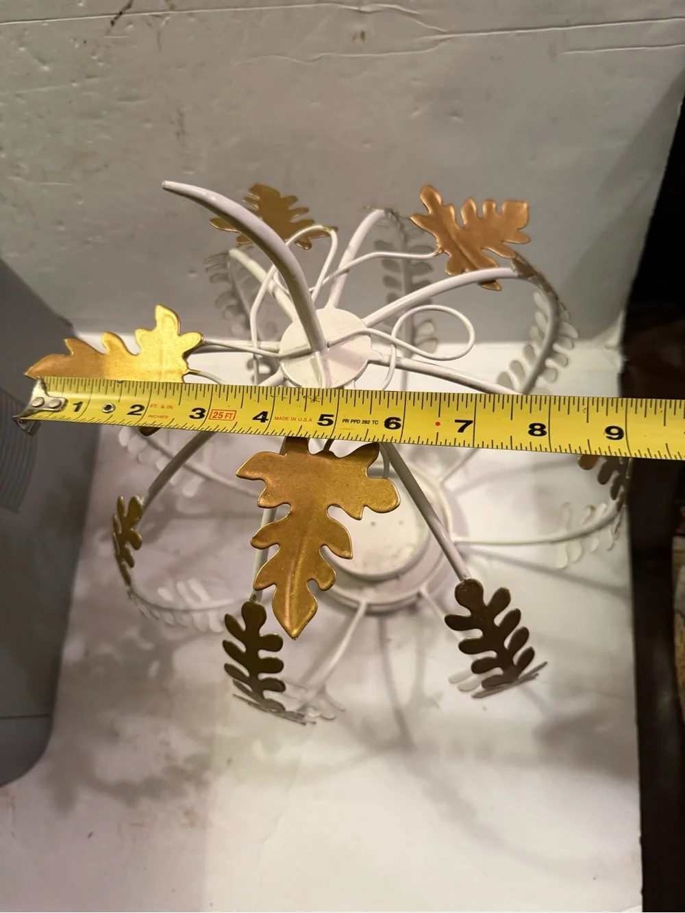 White and Gold Leaf Metal Wall Decor - Elegant Home Accent